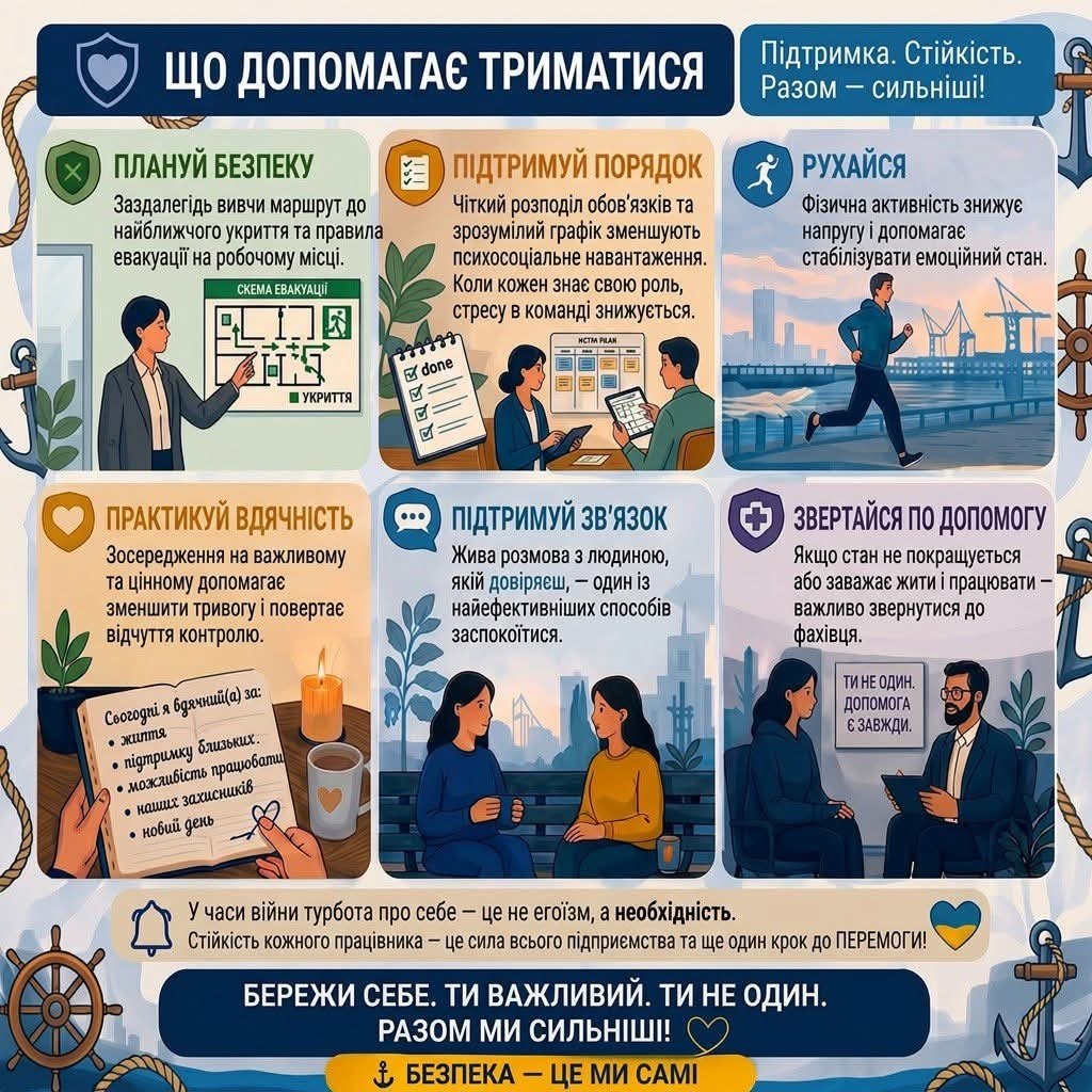 В адміністрації порту Південний посилили виробничу безпеку та ментальну підтримку працівників